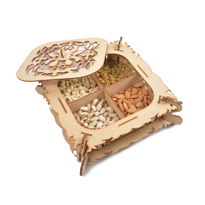 Wooden Square Box with Four Compartments - The Engraved Store