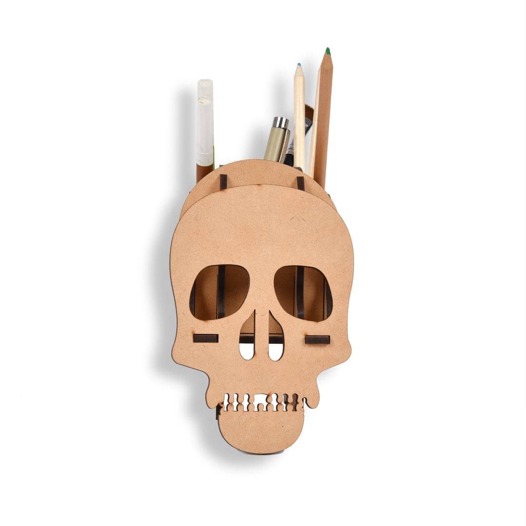 Wooden DIY Skull 3D Pen Holder Desk Organizer Table Décor - The Engraved Store