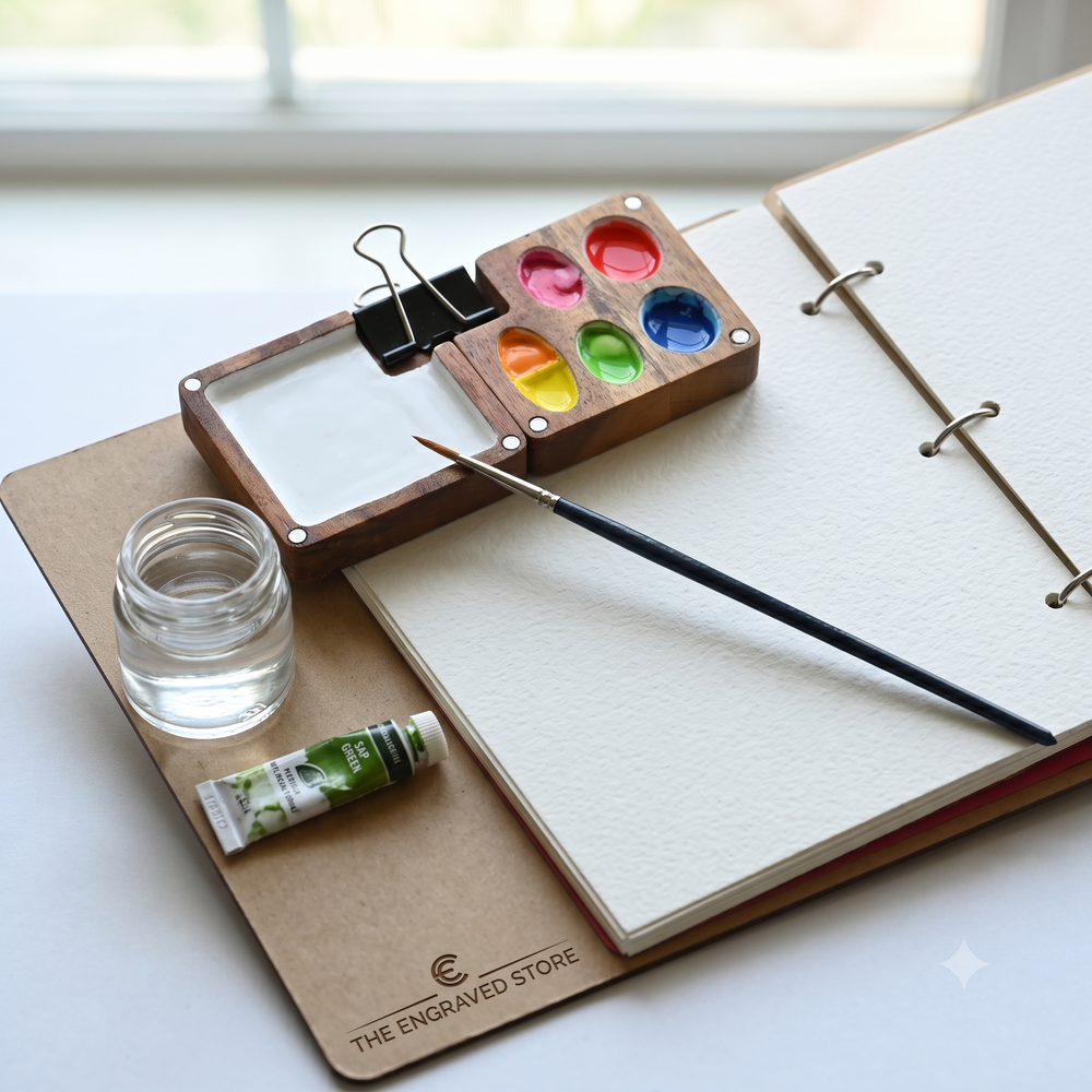 Wooden Colour Palette (5+1) with Paper Clip - The Engraved Store