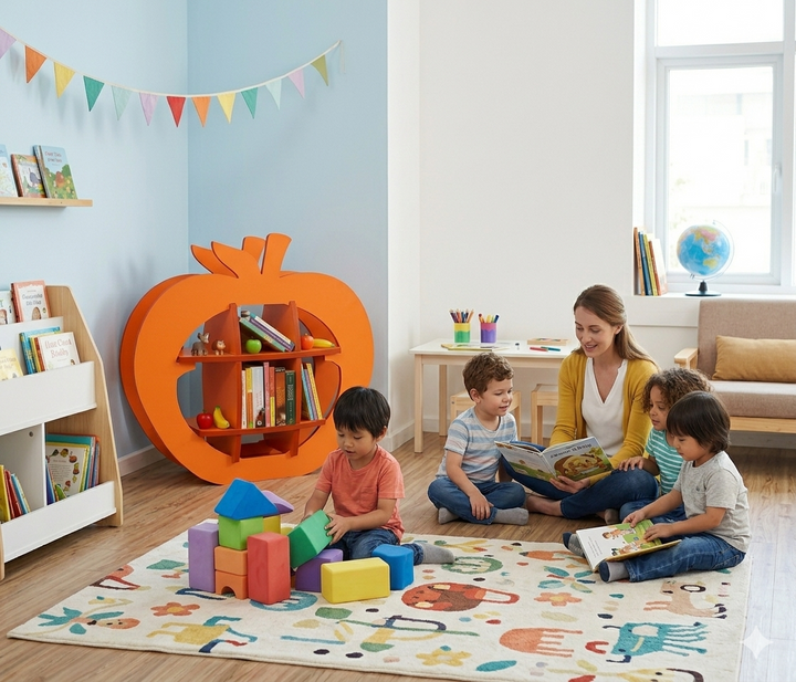 Colourful Apple Shape Wooden Bookshelf DIY | Folding - The Engraved Store