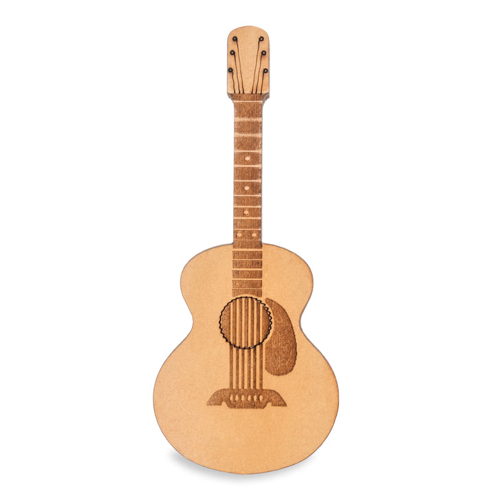 Wooden Plectrum With A Guitar Shaped Magnetic Pick Holder And Folding Stand