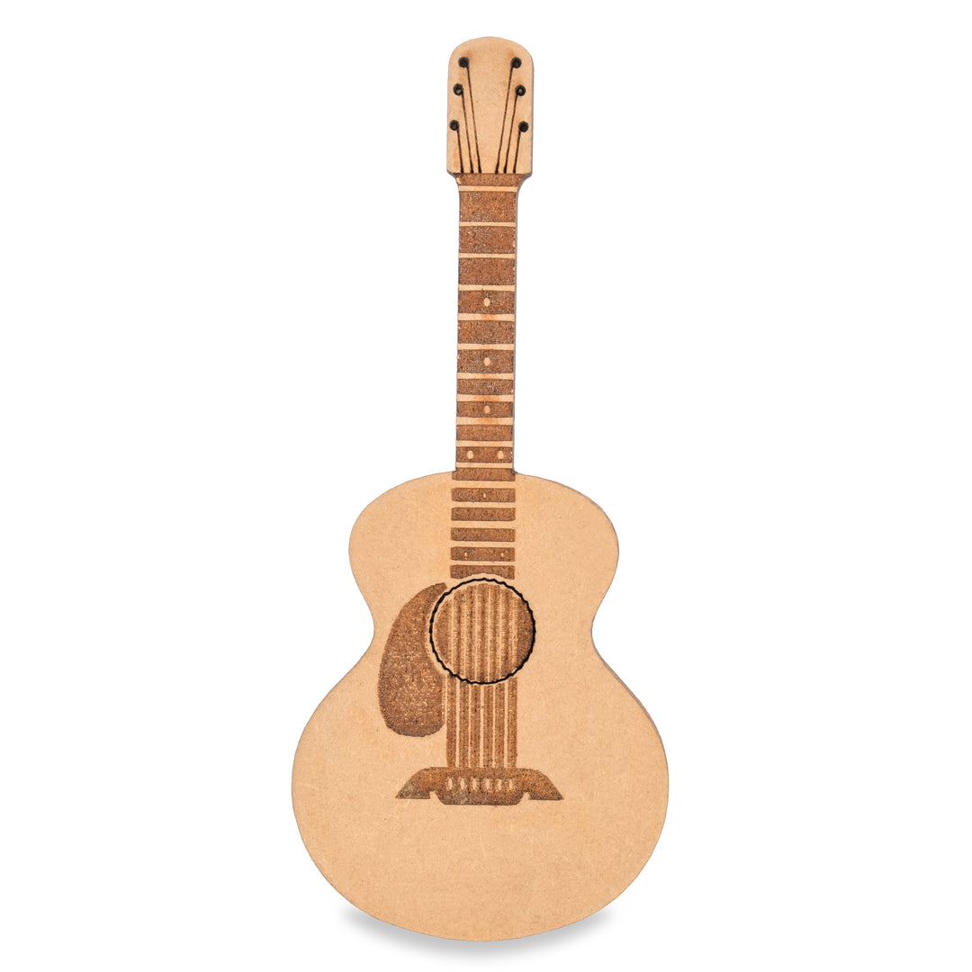 Wooden Plectrum With A Guitar Shaped Magnetic Pick Holder And Folding Stand