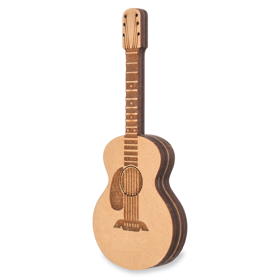 Wooden Plectrum With A Guitar Shaped Magnetic Pick Holder And Folding Stand