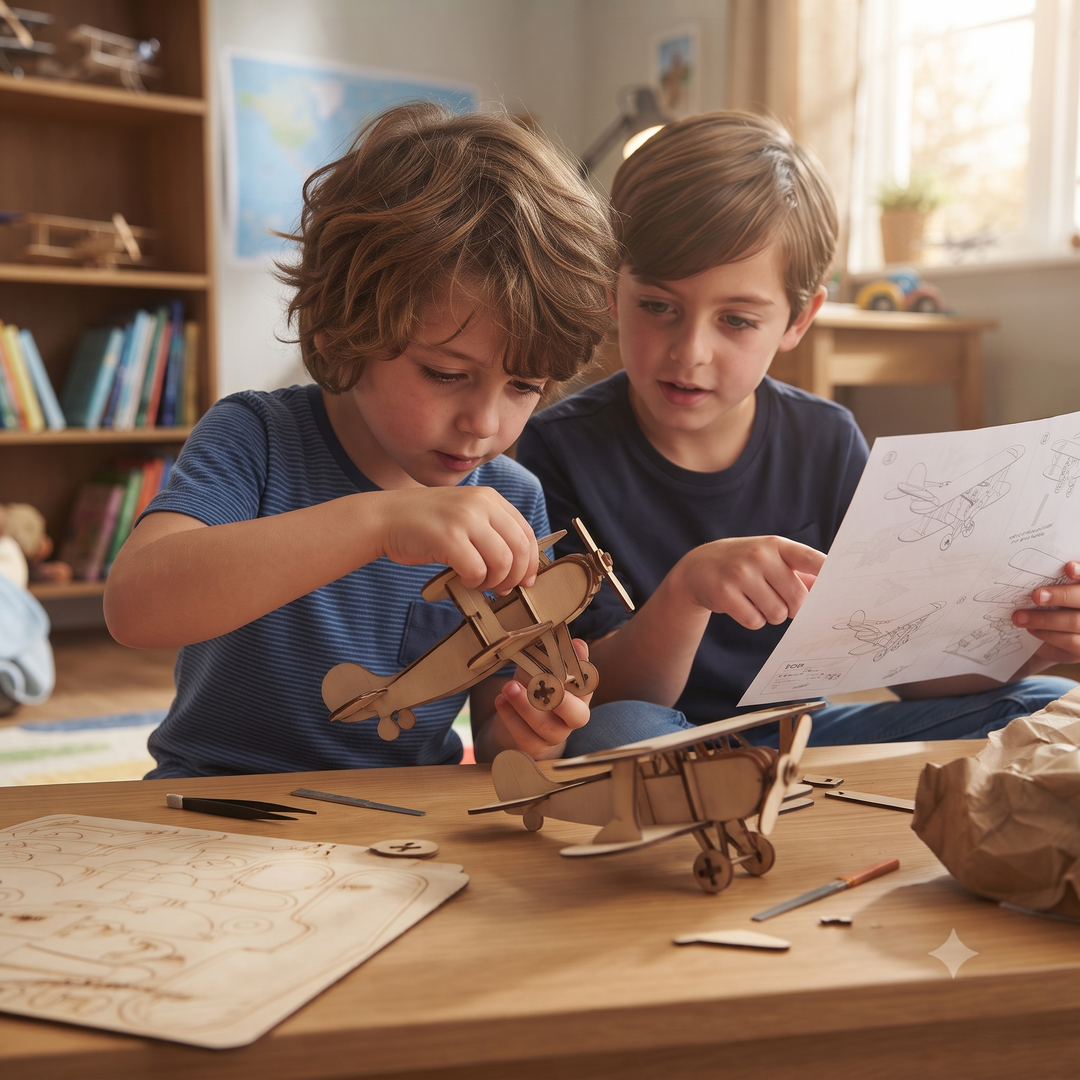 DIY Wooden Plane Model 3D Puzzle Kit | Toy Boeing Plane - The Engraved Store