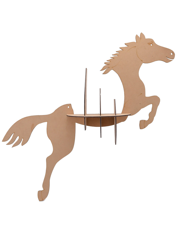Wooden Horse Shaped wall hanging bookshelf - The Engraved Store