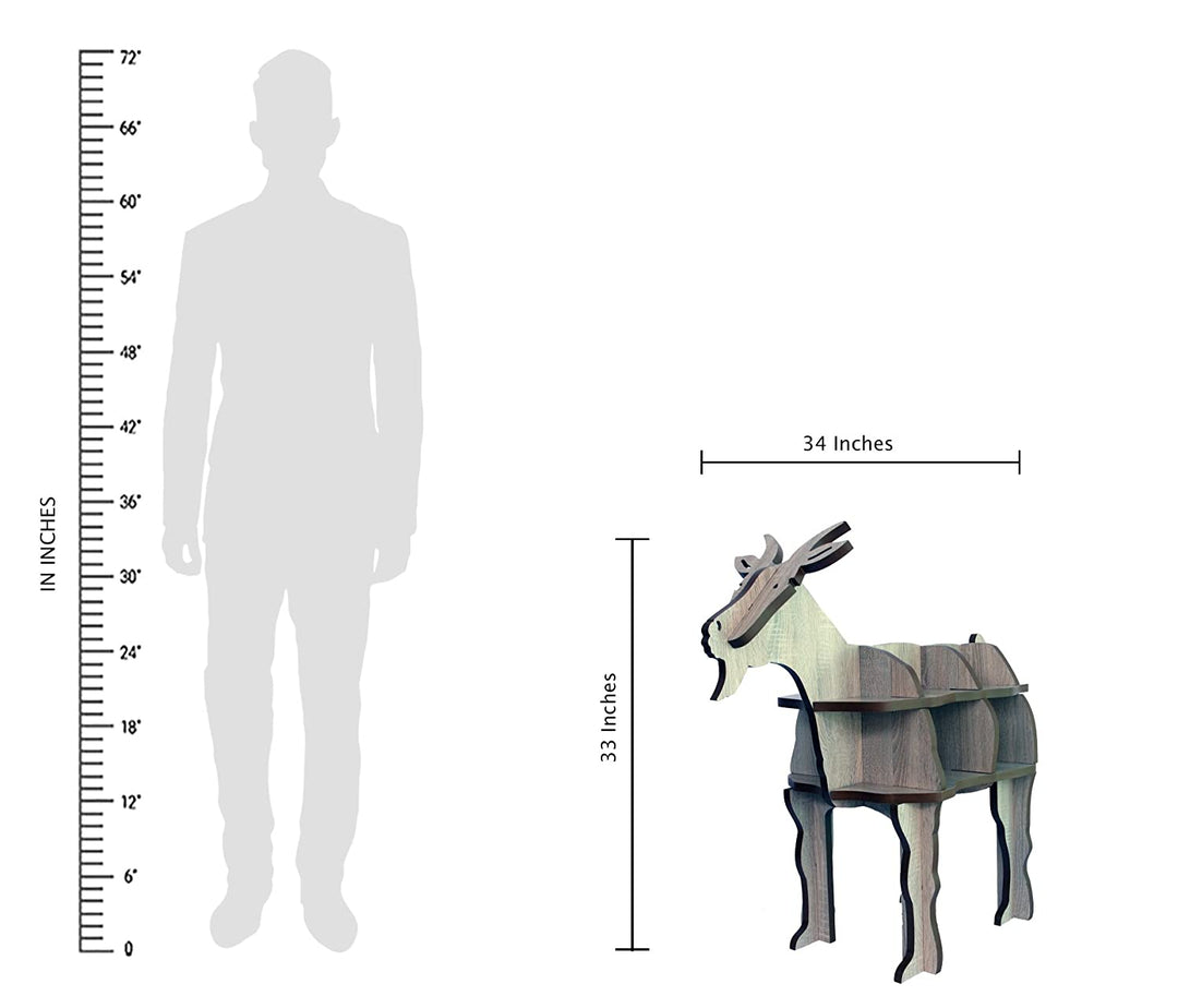 DIY Bookshelf Goat Shaped wooden | Folding Standing Shelf - The Engraved Store