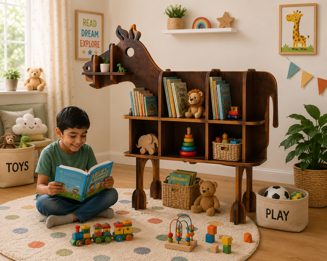DIY Horse Baby shaped wooden Bookshelf | Folding & Flat Packing - The Engraved Store