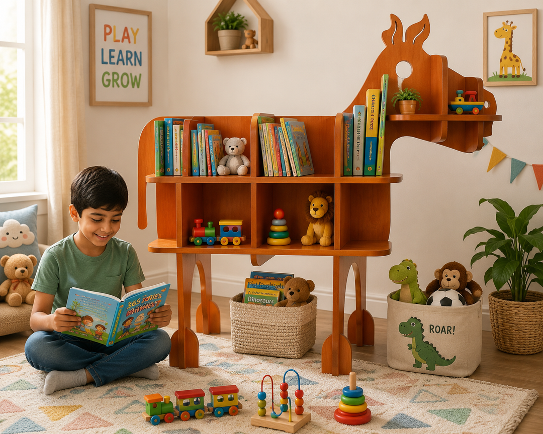 DIY Horse Baby shaped wooden Bookshelf | Folding & Flat Packing - The Engraved Store