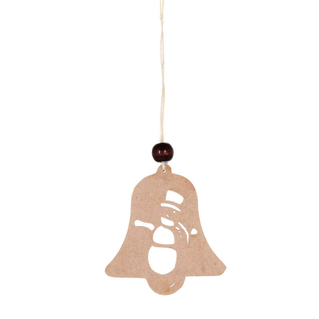 Wooden Christmas Tree Bell With Snowman Engraved - The Engraved Store