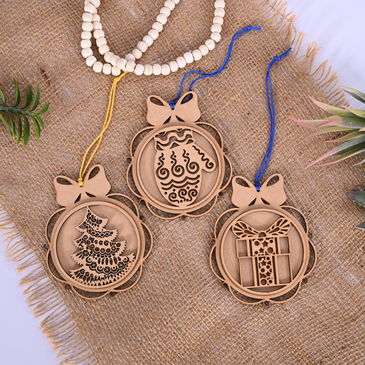 Wooden Christmas Hangings (Set of 3)