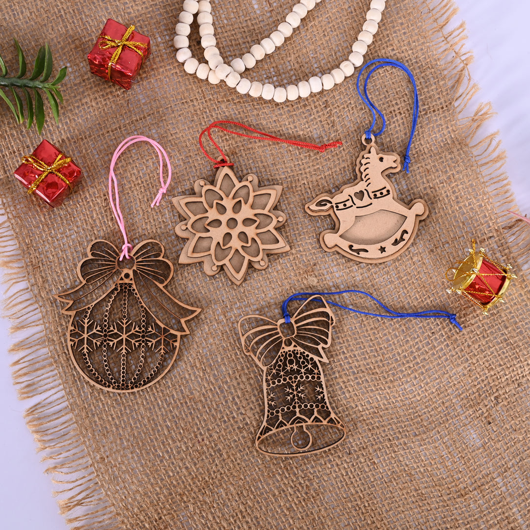 Wooden Christmas Tree Hangings (Set of 4)