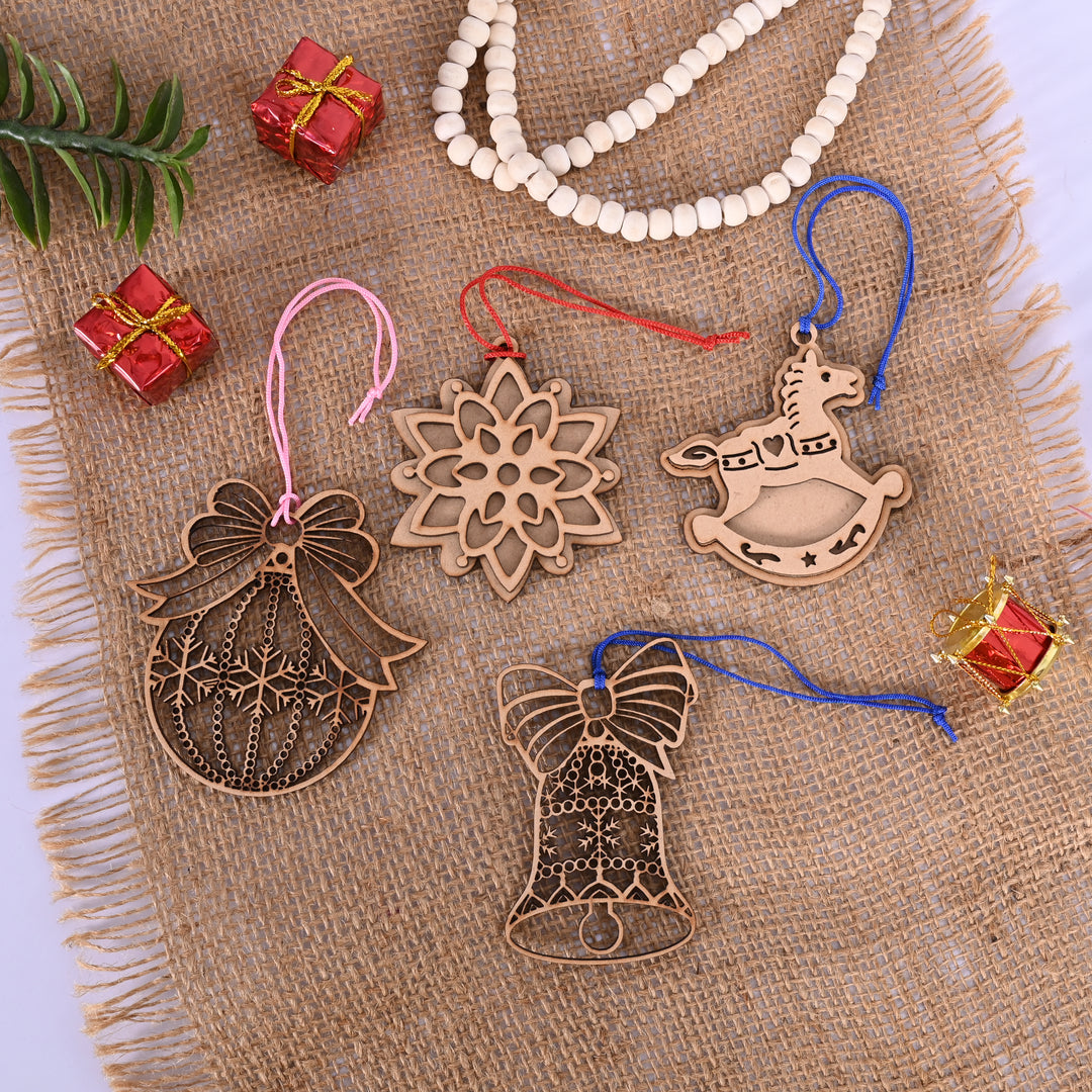 Wooden Christmas Tree Hangings (Set of 4)