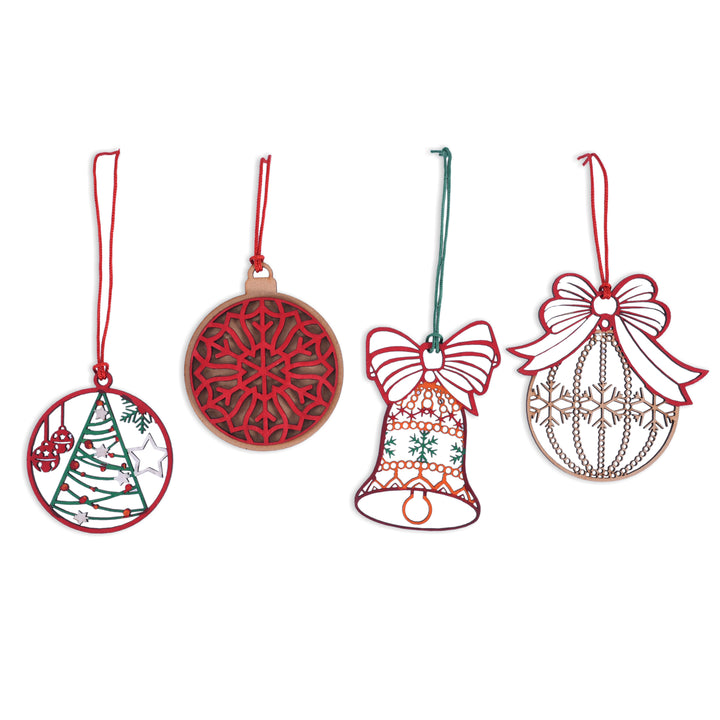 Coloured Tree Hangings ( Set of 4 )