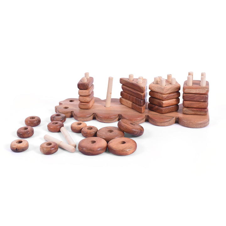 Wooden Caterpillar -Shaped Toy for Baby Toddler | Stacker Montessori Puzzle Game