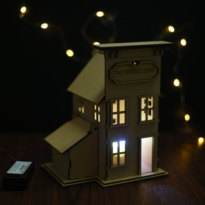 Wooden LED Christmas House: Rustic Elegance for the Holidays