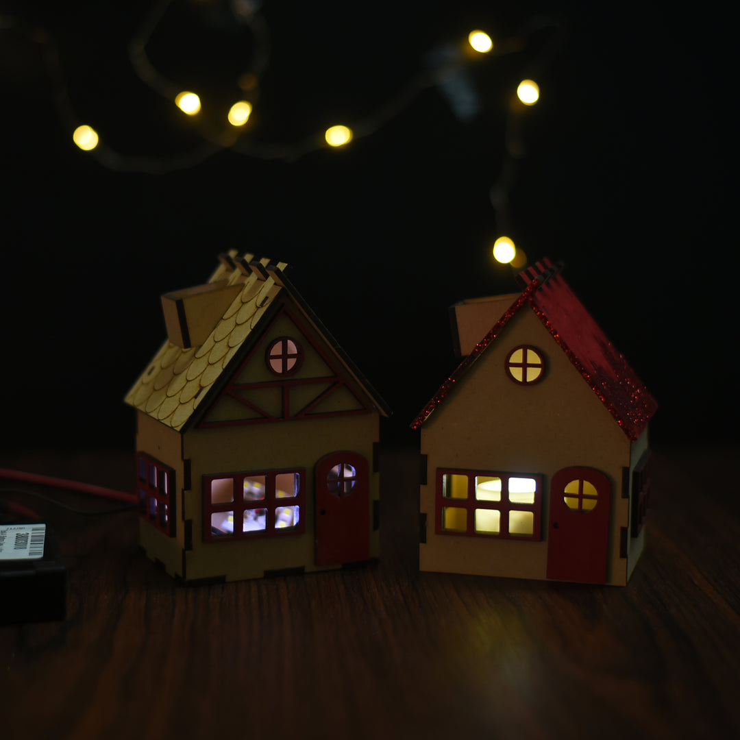 LED Christmas Red Roof Cabin