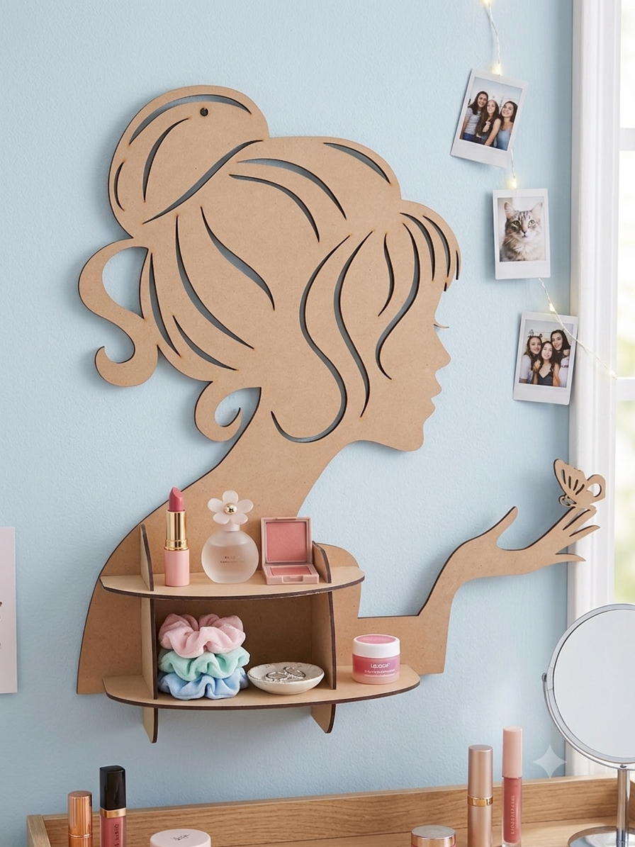 Girl Shaped Wall Hanging Bookshelf Wooden| THE ENGRAVED STORE - The Engraved Store