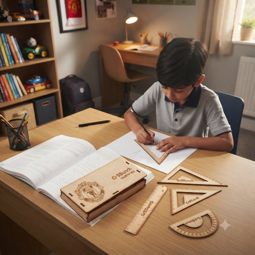 Manchester United Geometry Personalized Wooden Box - The Engraved Store