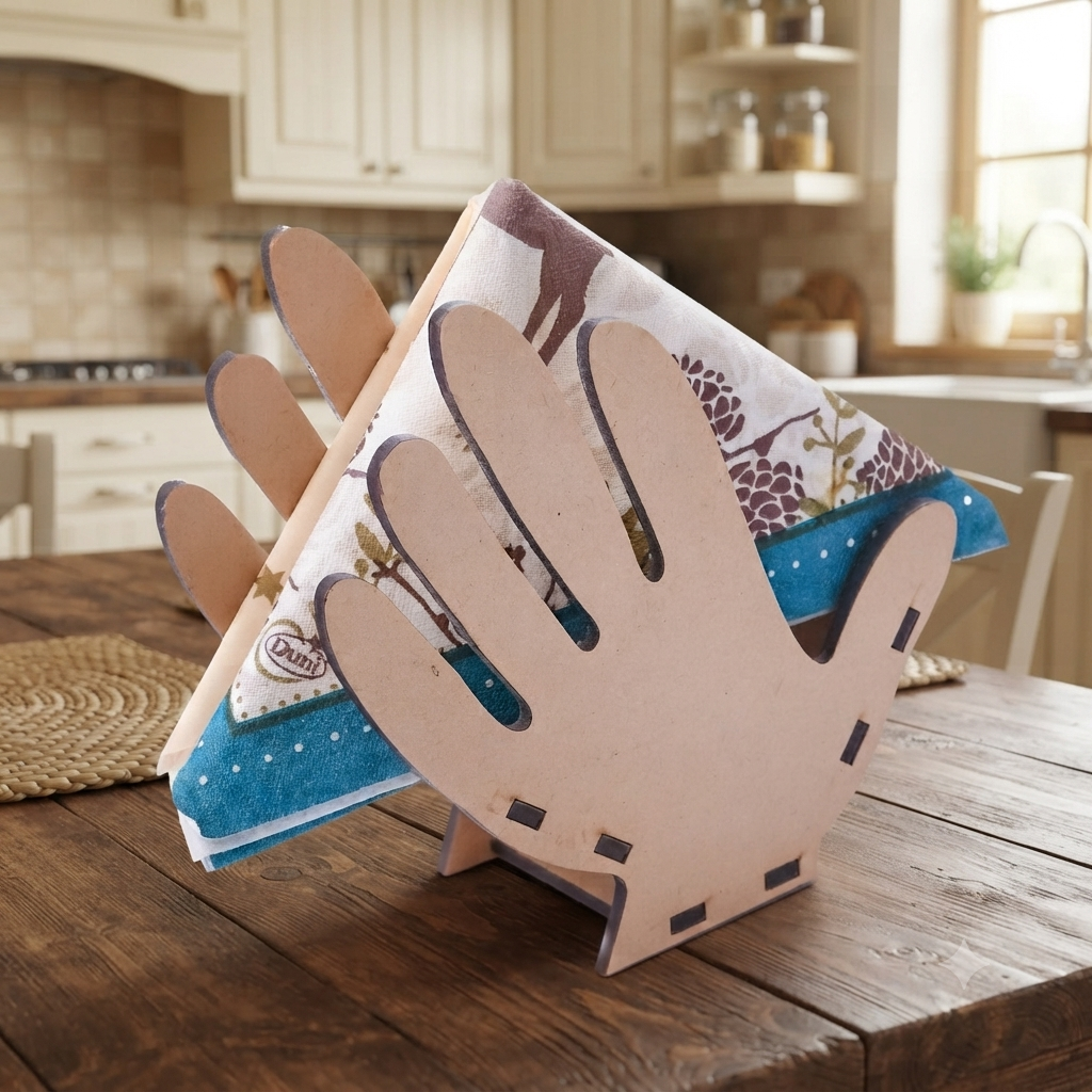 Palm Shaped Wooden Tissue Holder - The Engraved Store