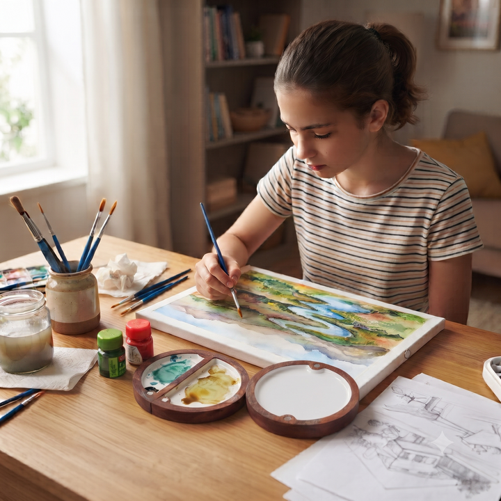 Circular Wooden Colour Palette (3+1) - The Engraved Store