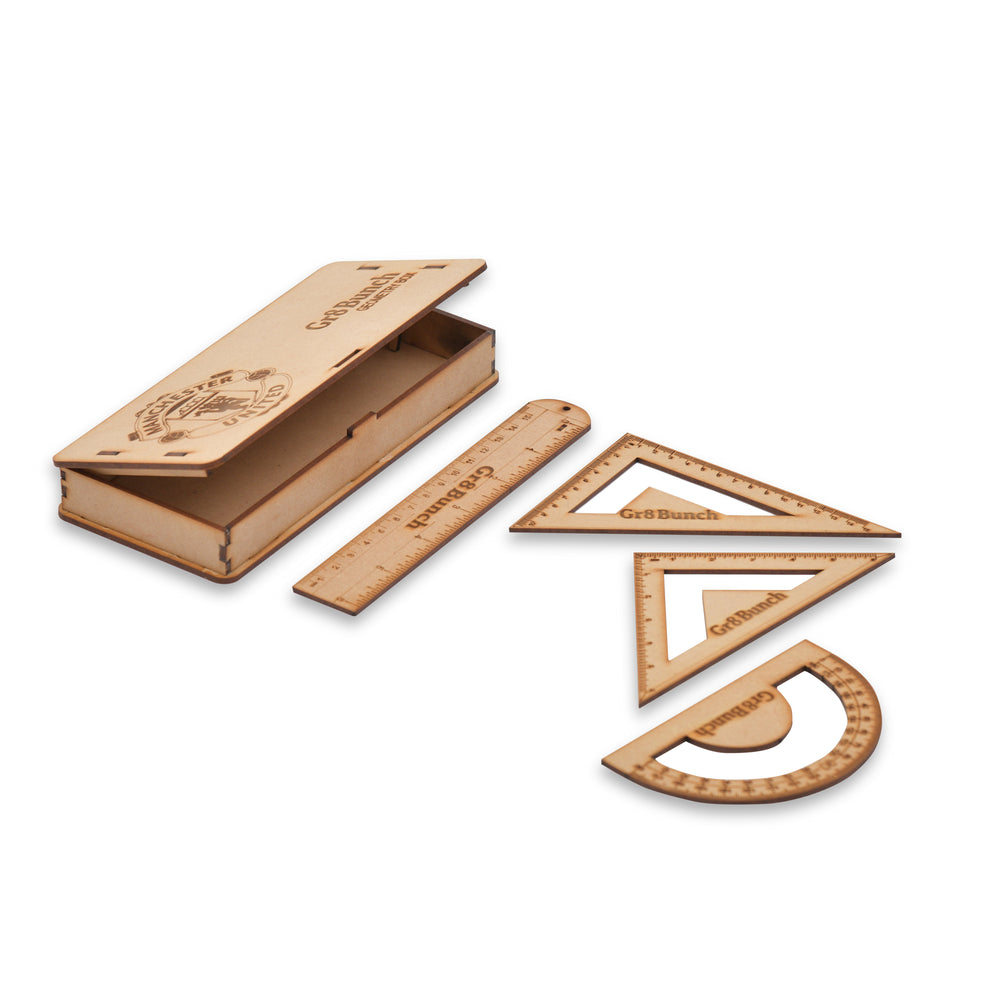 Manchester United Geometry Personalized Wooden Box - The Engraved Store