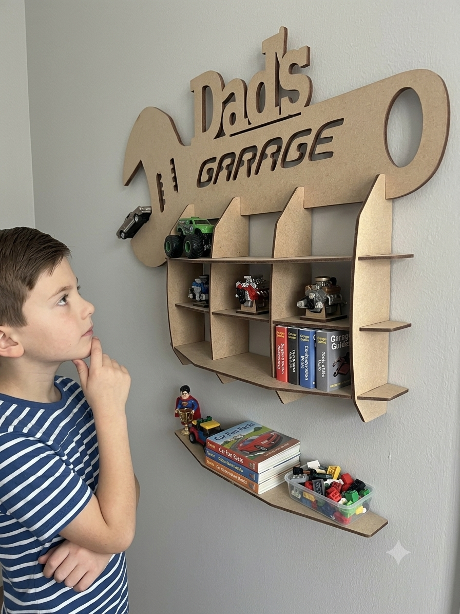 Wall hanging Spanner Shaped bookshelf wooden| THE ENGRAVED STORE - The Engraved Store