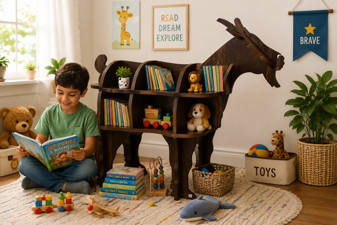 DIY Bookshelf Goat Shaped wooden | Folding Standing Shelf - The Engraved Store