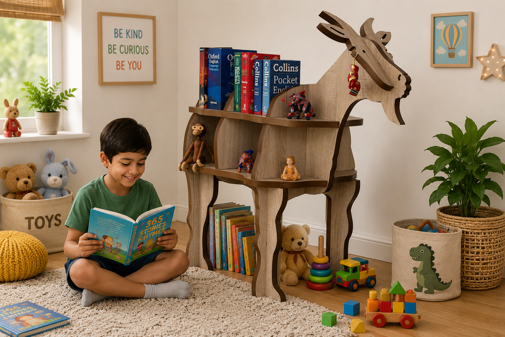 DIY Bookshelf Goat Shaped wooden | Folding Standing Shelf - The Engraved Store