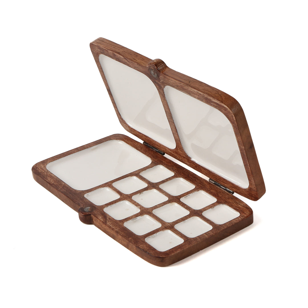 Portable Painting Tray | Wooden Colour Palette Box (12+2+1)