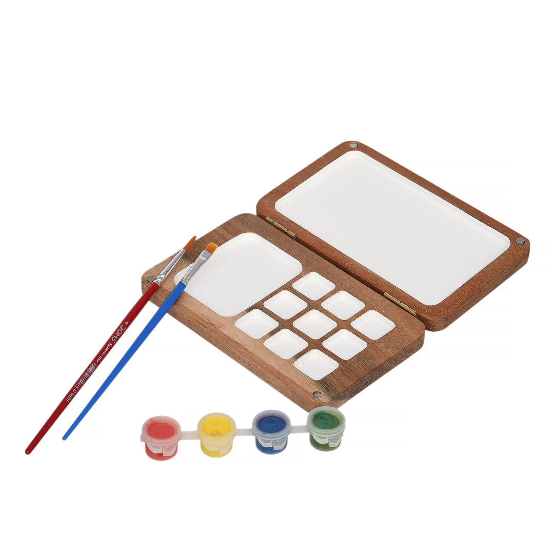 Portable Wooden Colour Palette | Painting Tray Box(9+1+1)