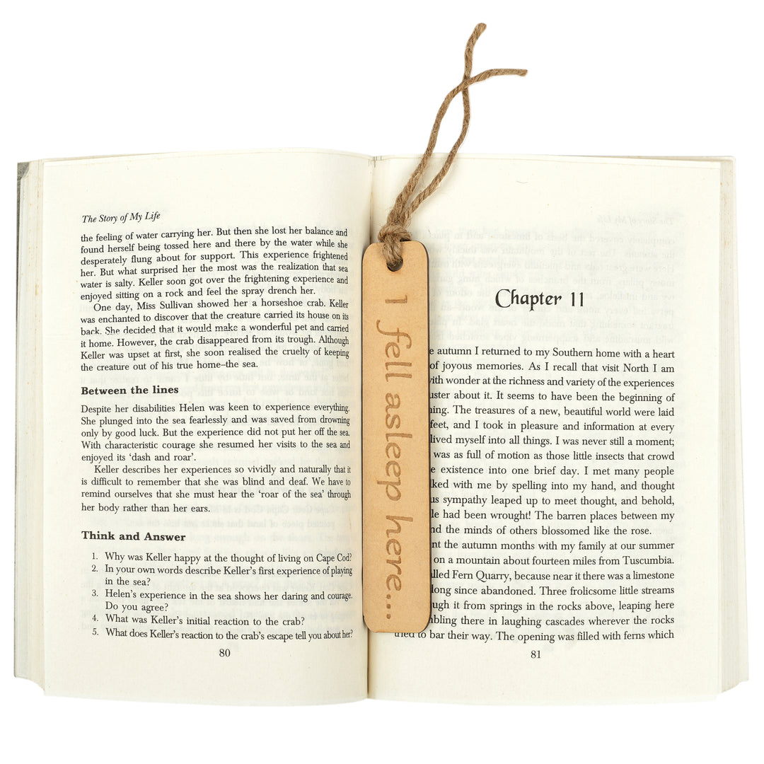 I Fell Asleep Here - Personalised Wooden Bookmark