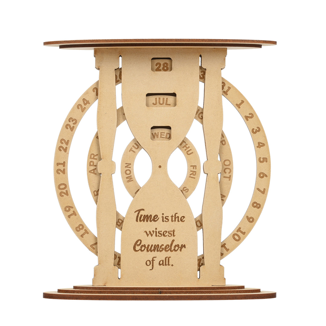 Sand Timer Shaped Wooden Table Calendar | Perpetual Calendar