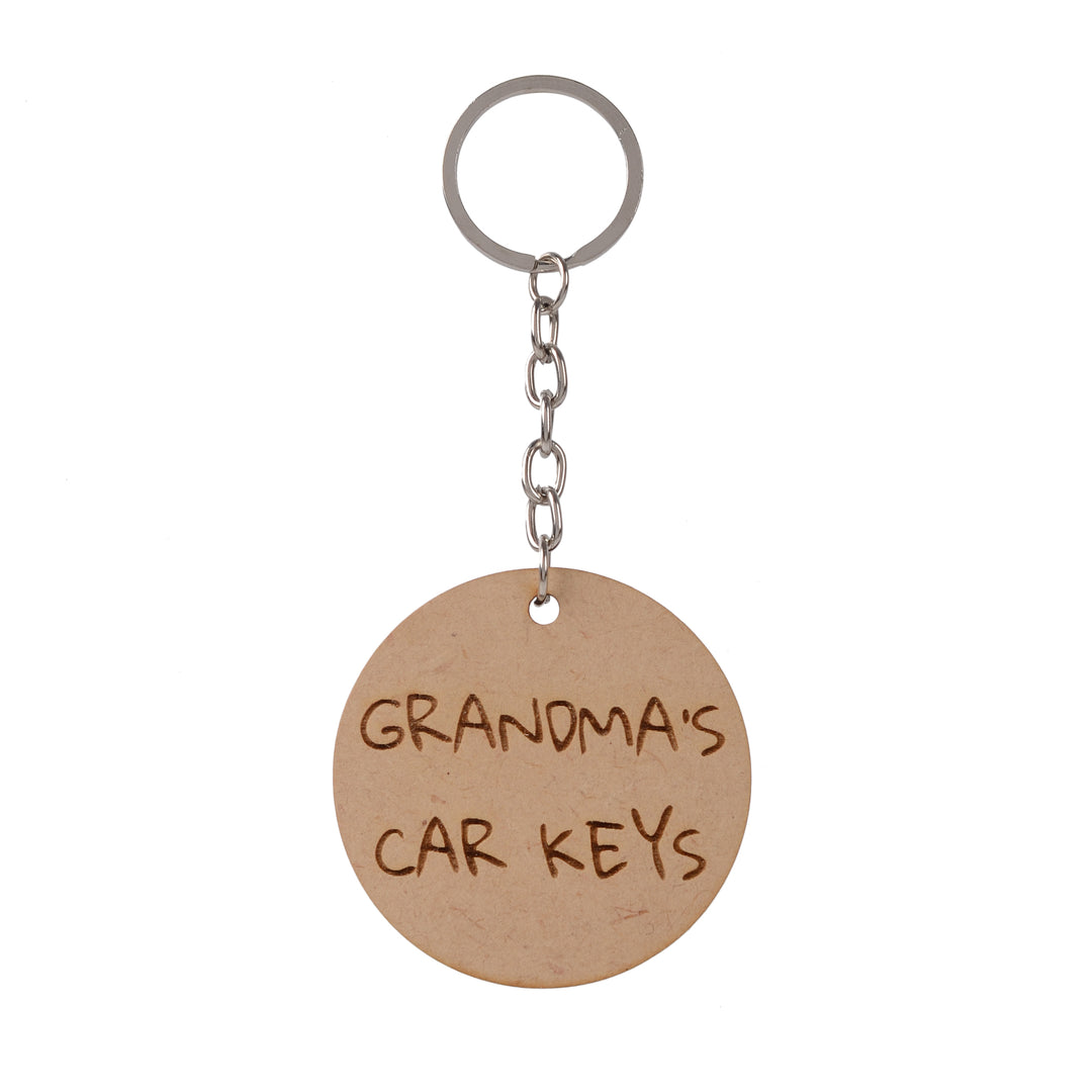 Grandma's Car Keys Circular | Wooden Keychain