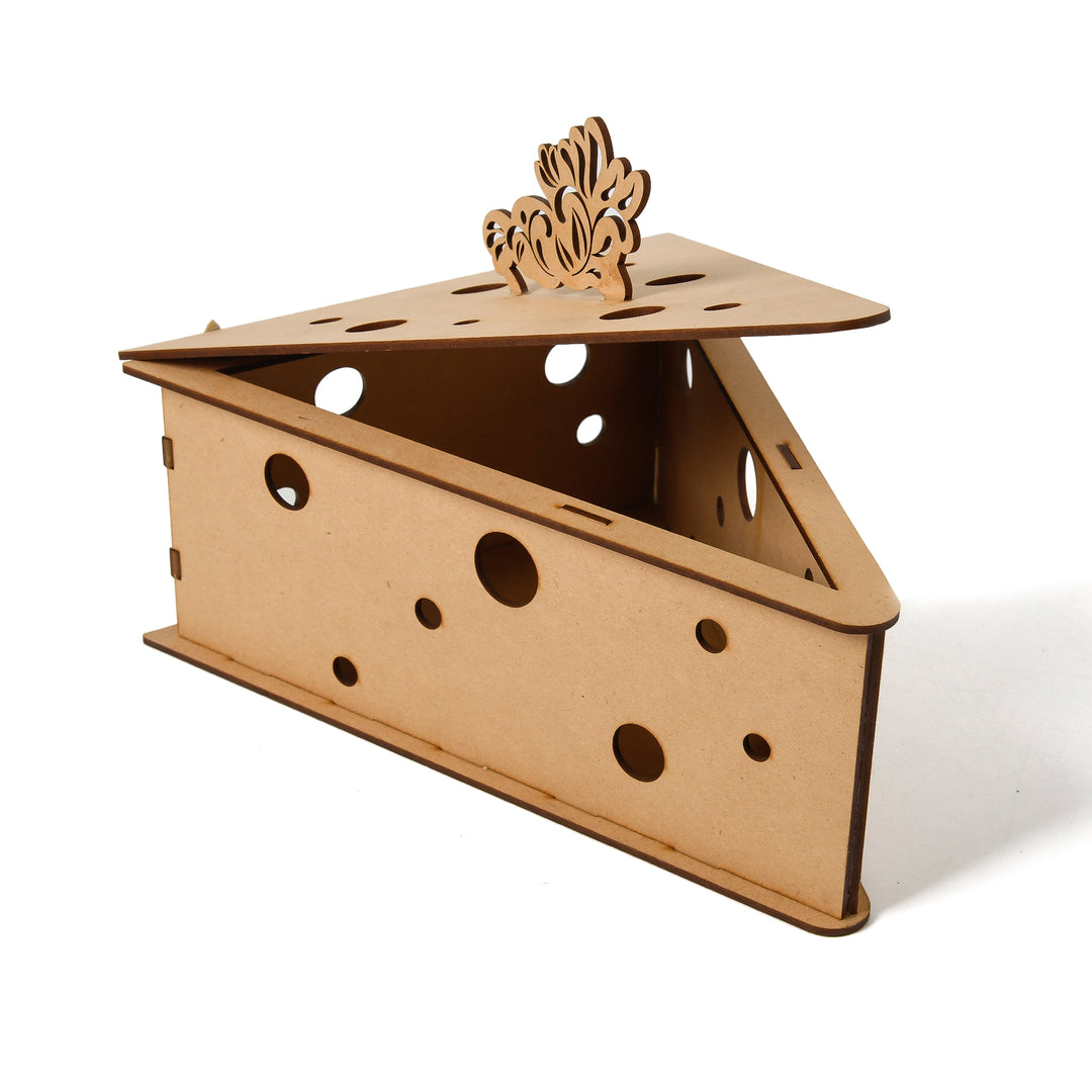 Cheese Wedge Wooden Box for Storage