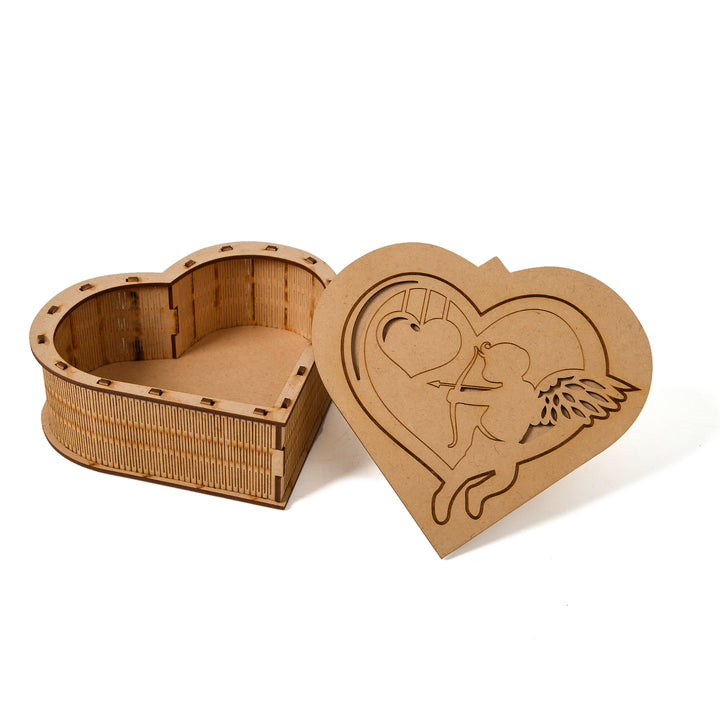 Heart Engraved Wooden Box