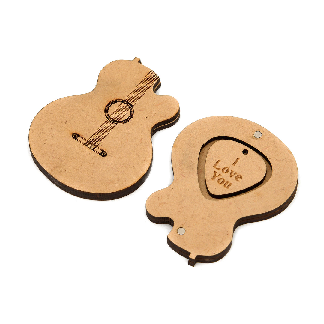 Personalised Guitar Picks with a Wooden Magnetic Holder Box
