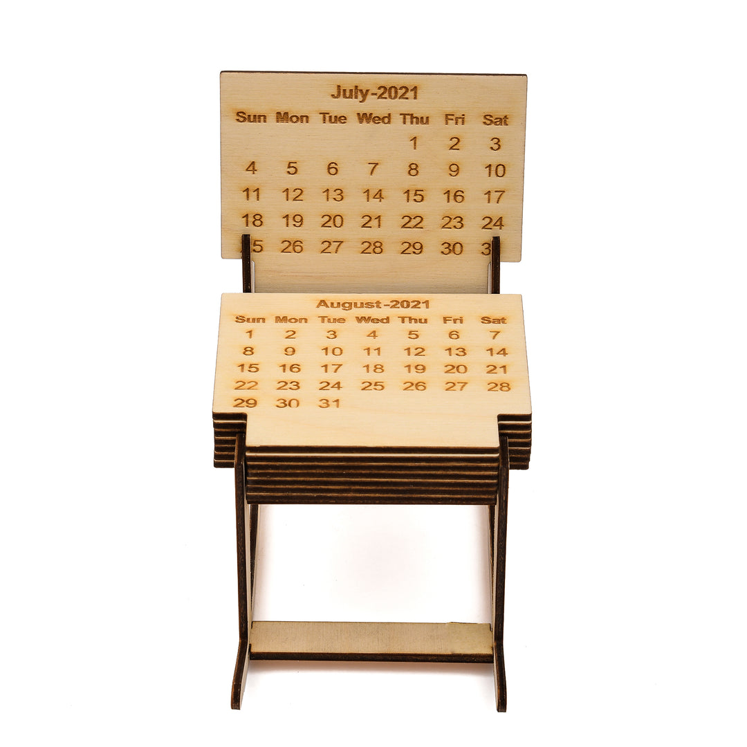 Engraved Wooden Table Perpetual Calendar (Chair)