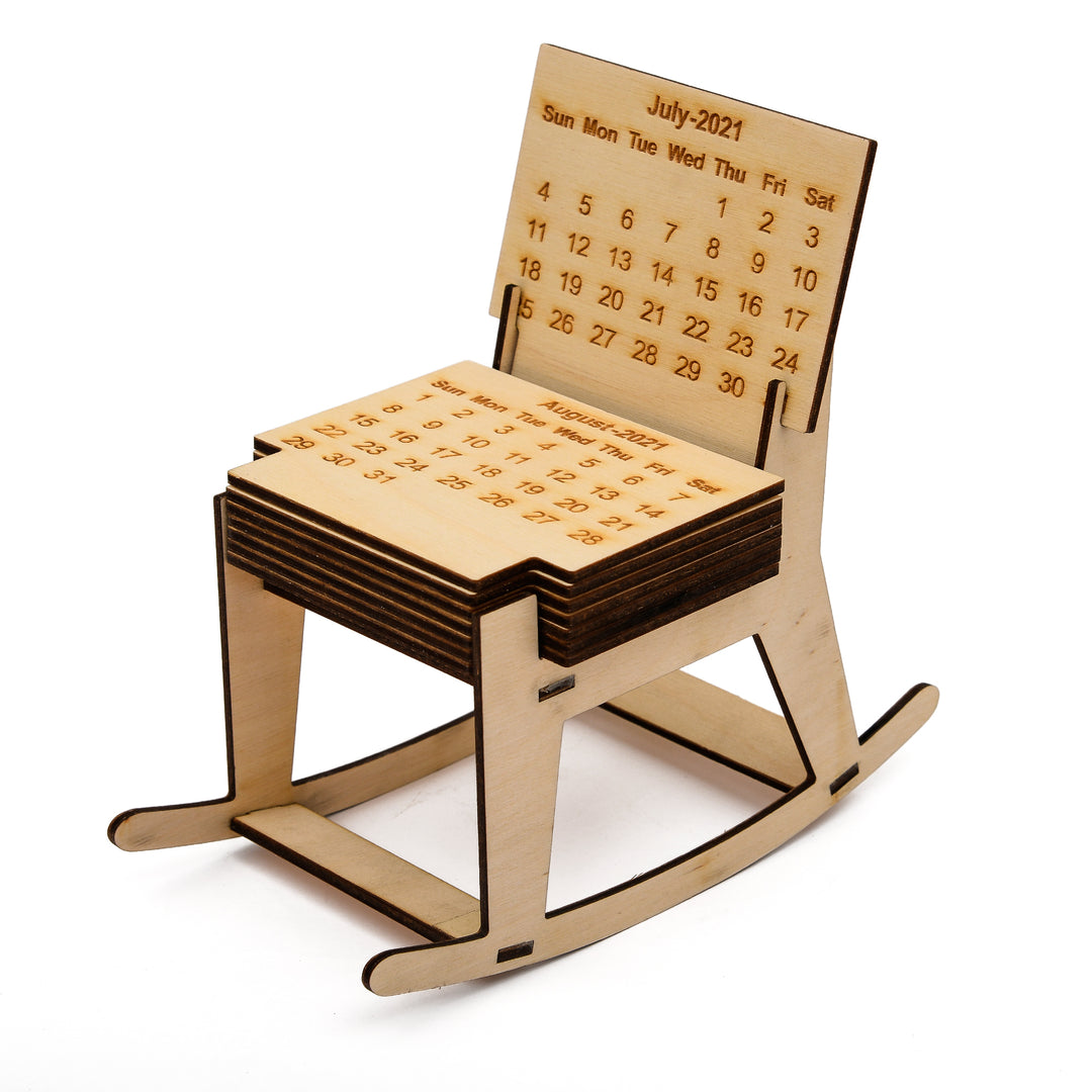 Engraved Wooden Table Perpetual Calendar (Chair)