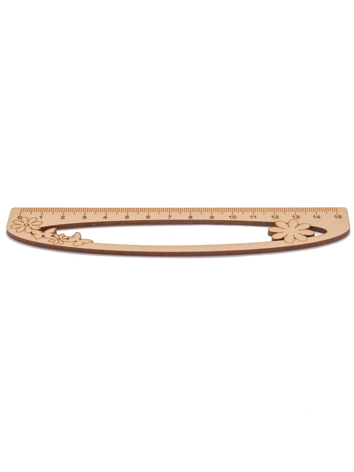 D Shape Flowers Wooden Ruler | Scale 15 CMS