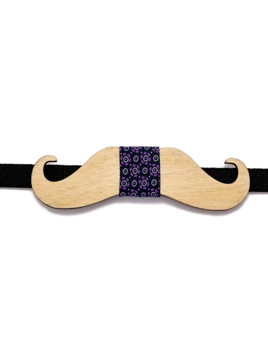 Wooden Moustache Printed Bow Tie