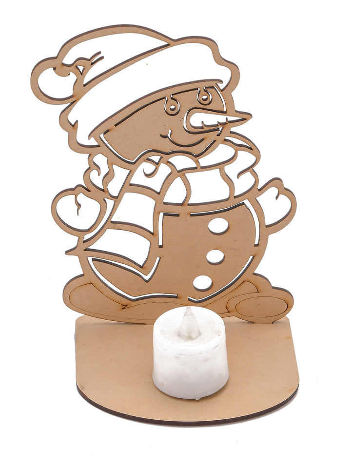 Wooden Snowman Tea-light Holder