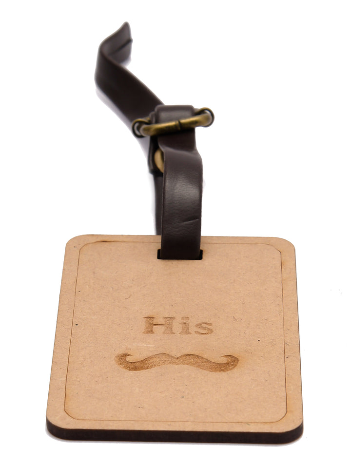 His - Engraved Wooden Luggage Tag