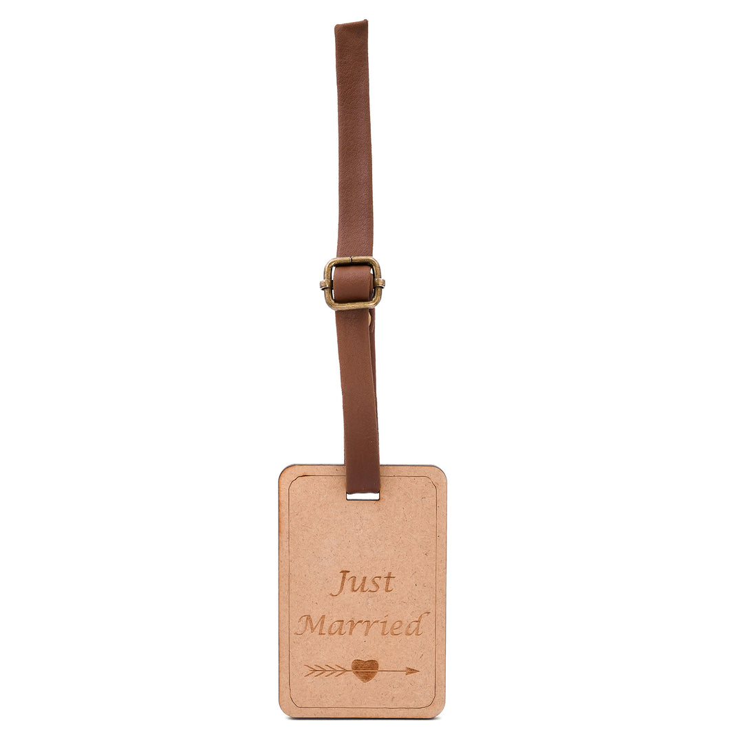 Just Married - Wooden Engraved Luggage Tag