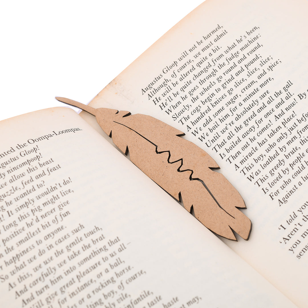 Feather Shape Wooden Bookmark