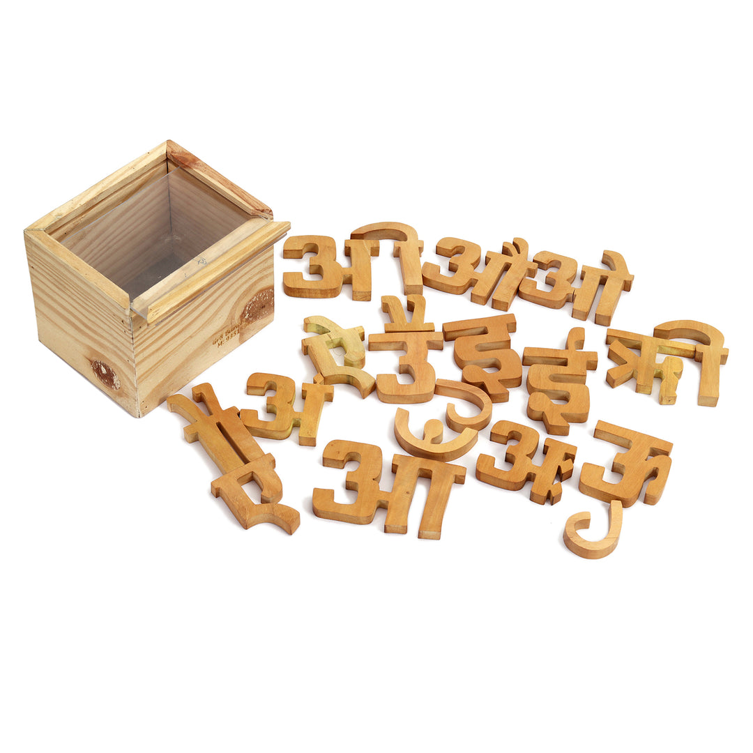Wooden Handcrafted Hindi Alphabets, Consonants & Vowels