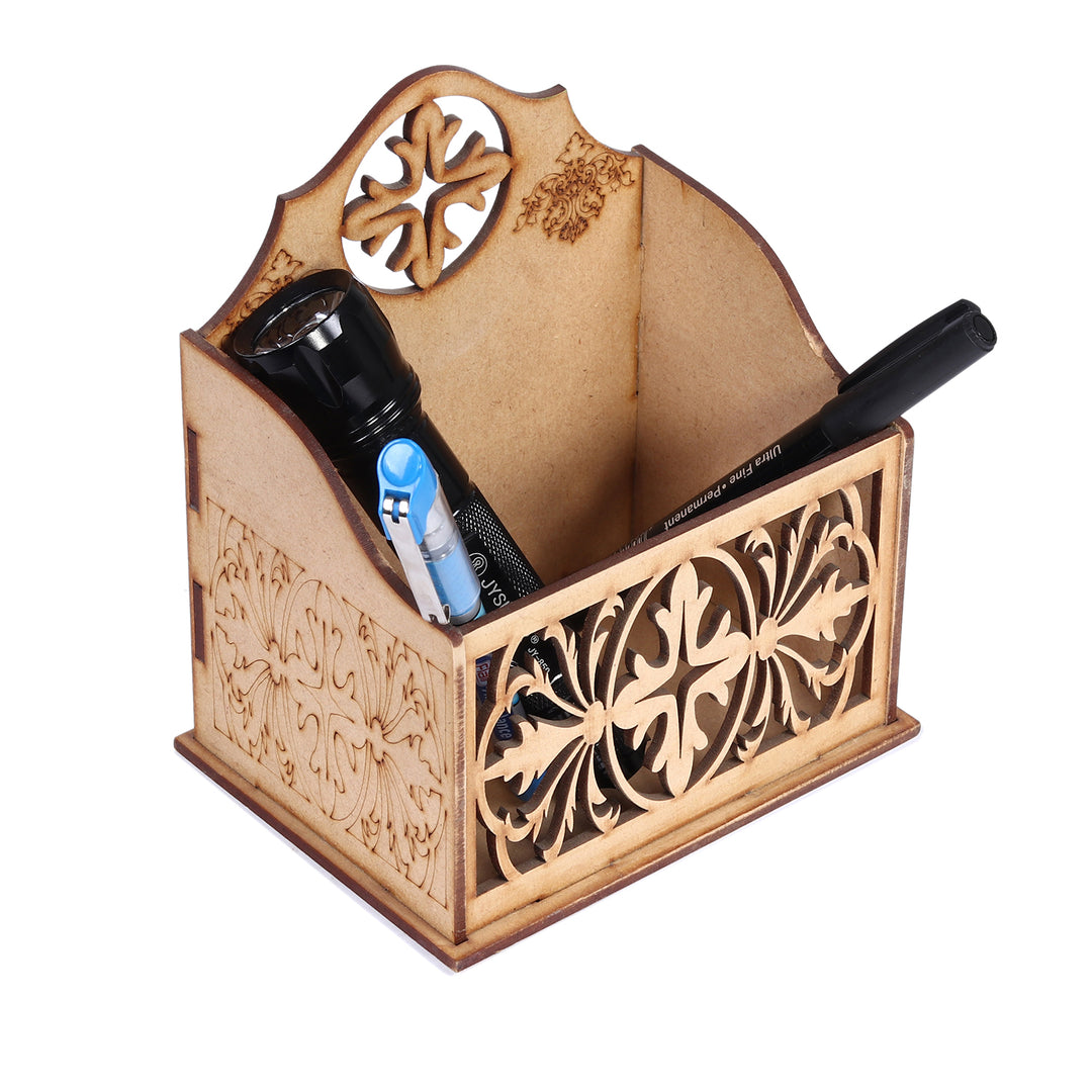Wooden Engraved Pen Stand