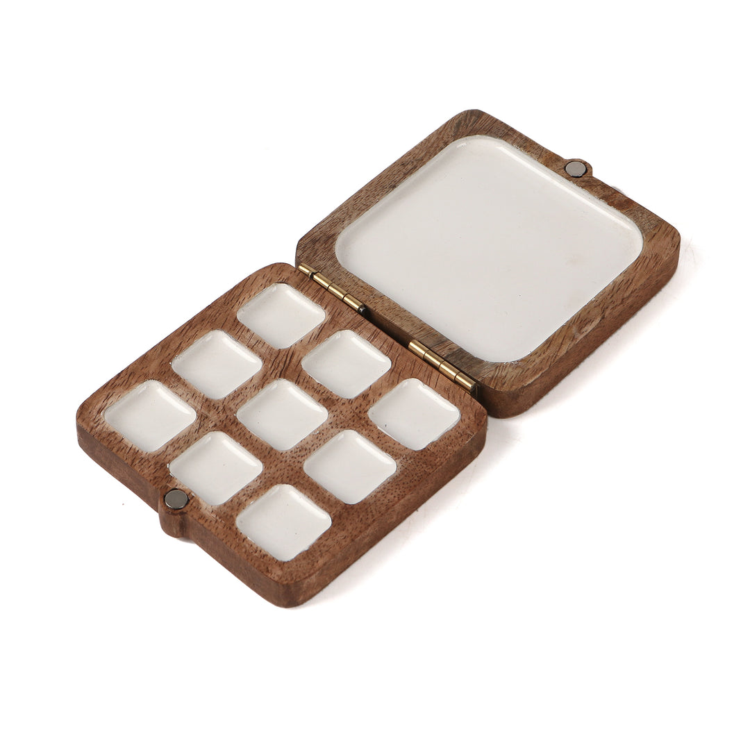 Portable Wooden Colour Palette | Tray For Painting | Wooden Colour Palette Box(9+1)