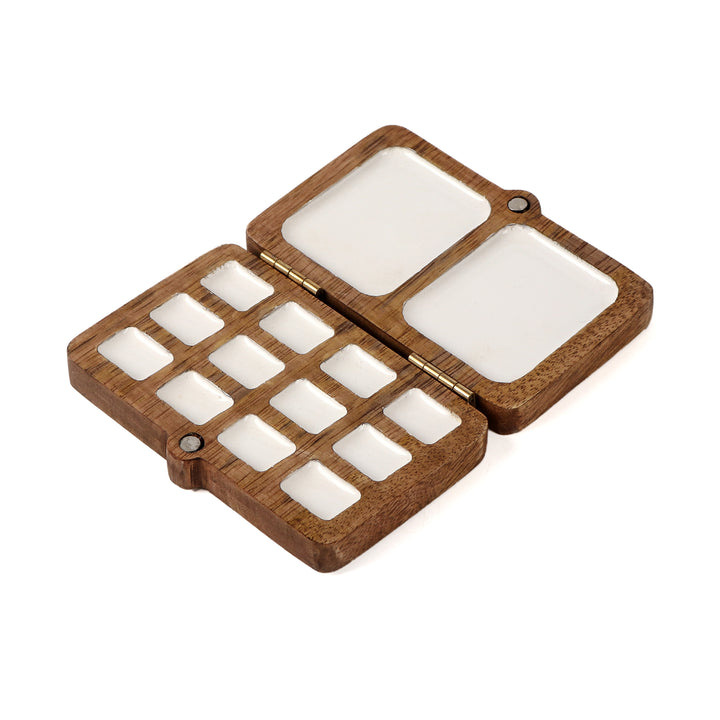 Portable Colour Palette | Wooden Painting Tray (12+2)