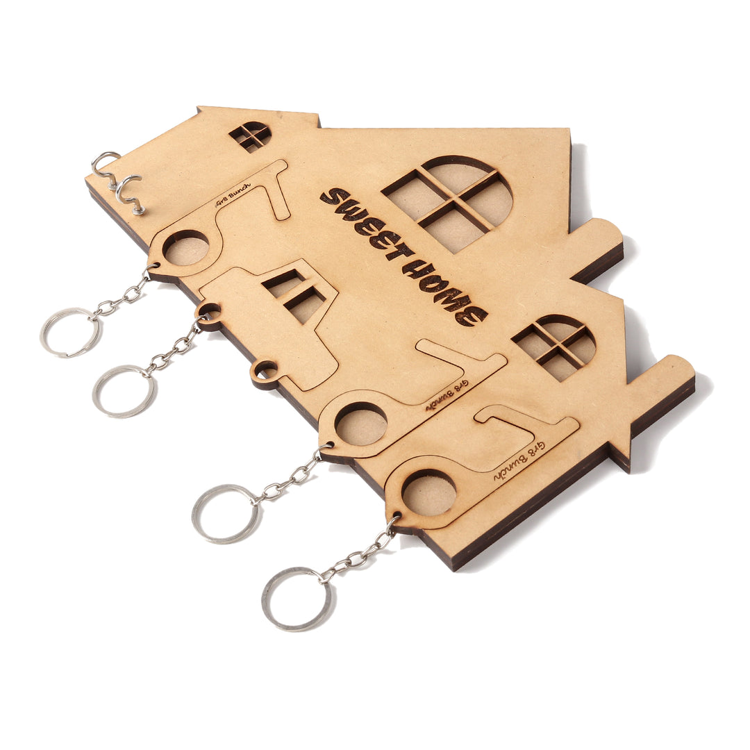 Pull-out House Keychain Holder with Three Covid Keys