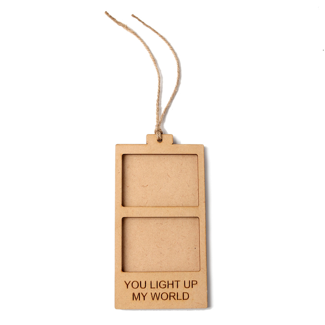 You Light Up My World | Wooden Polaroid Photo Frame | Customised Gift